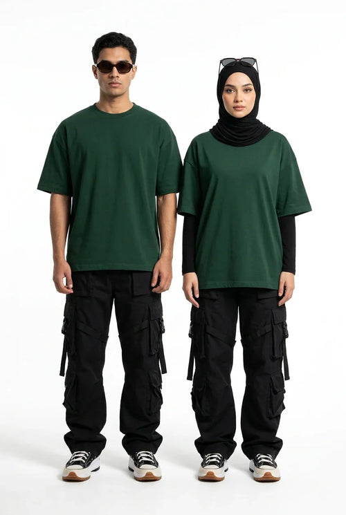 Bottle Green Drop Shoulder Tee mettwear