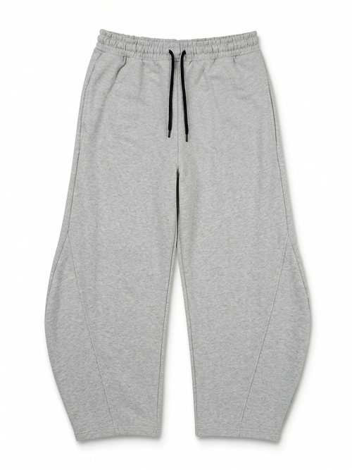 Gray Curved Wide Leg Trouser