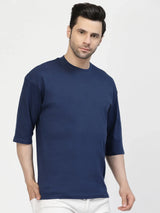 Navy Blue Drop Shoulder Tee - mettwear 
