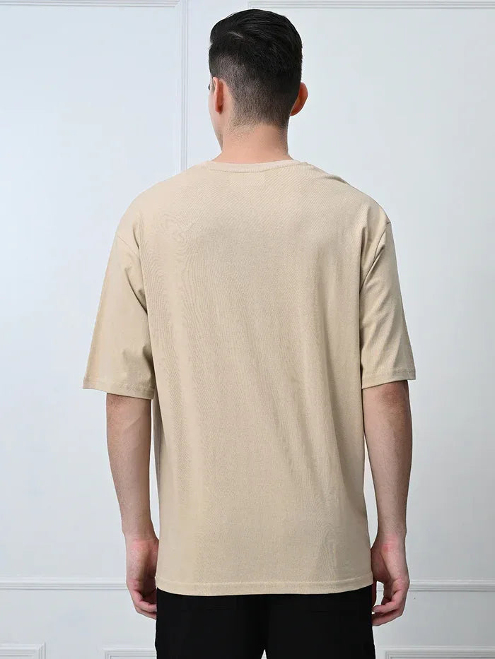 Beige Drop Shoulder Tee - mettwear 