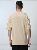 Beige Drop Shoulder Tee - mettwear 