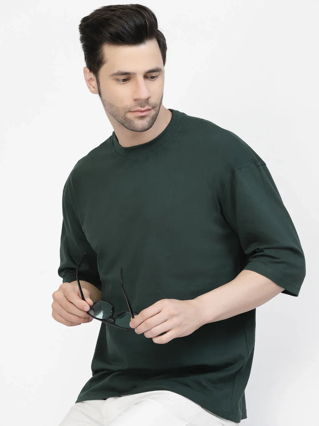 Bottle Green Drop Shoulder Tee - mettwear 