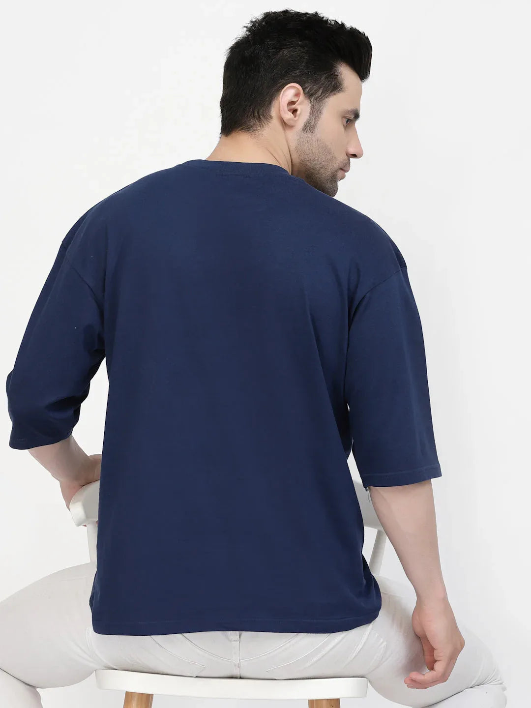 Navy Blue Drop Shoulder Tee - mettwear 