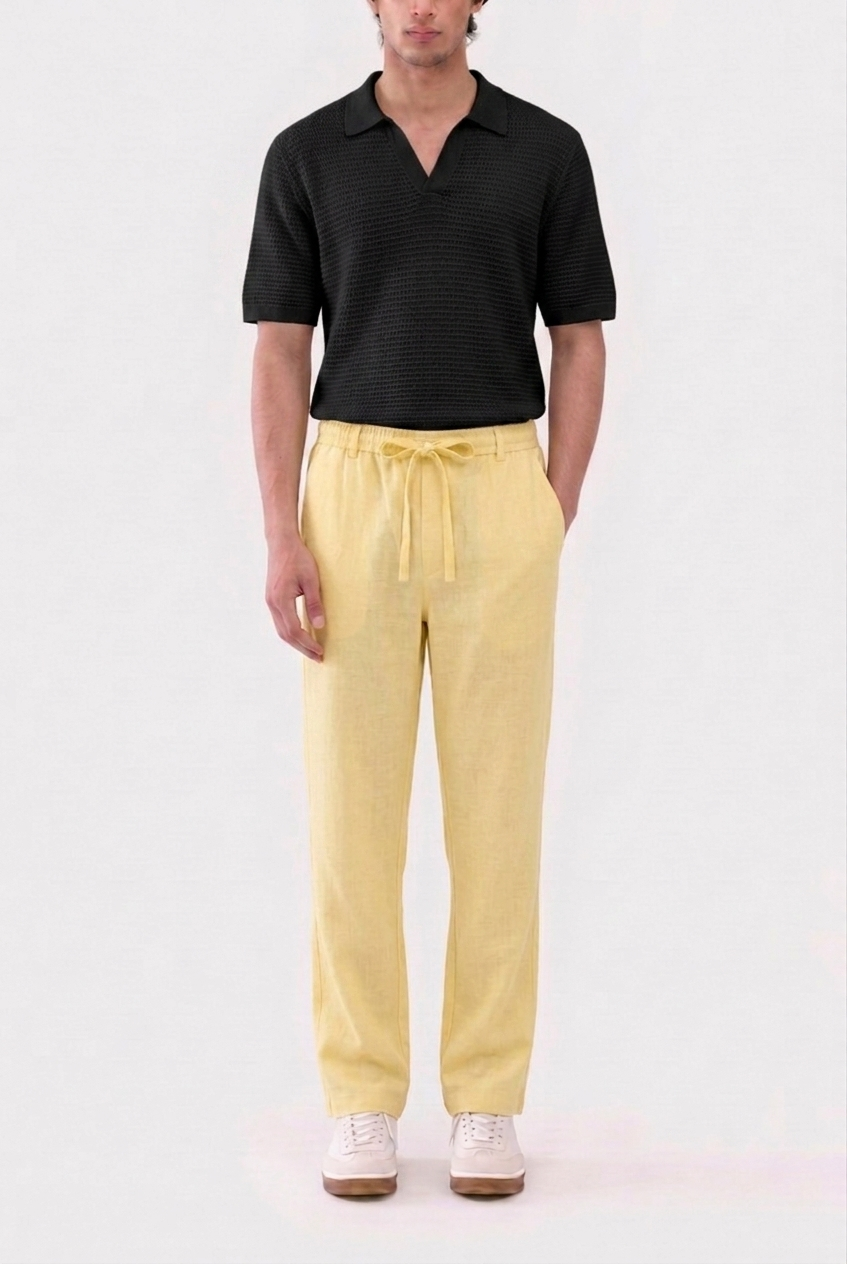 Irish Cotton Pants Beige – Flat Lay Back