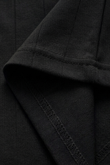 Black Drop Shoulder Contrast Collar Polo - Fabric Detail