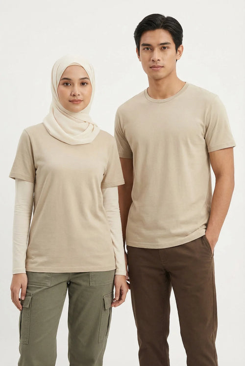 Beige Plain Tee mettwear