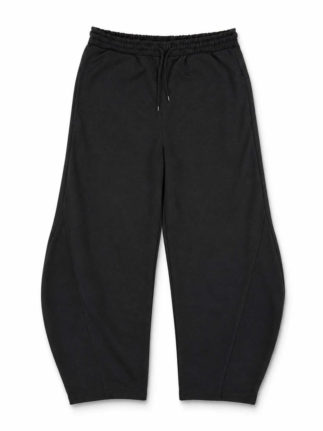 Black Curved Wide Leg Trouser