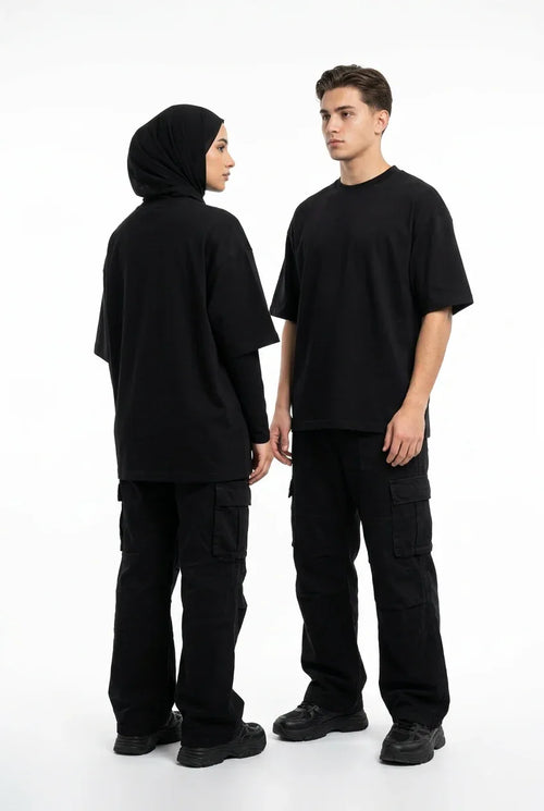 Black Drop Shoulder Tee mettwear