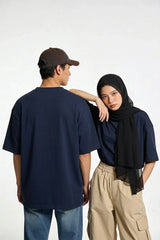 Navy Blue Drop Shoulder Tee mettwear