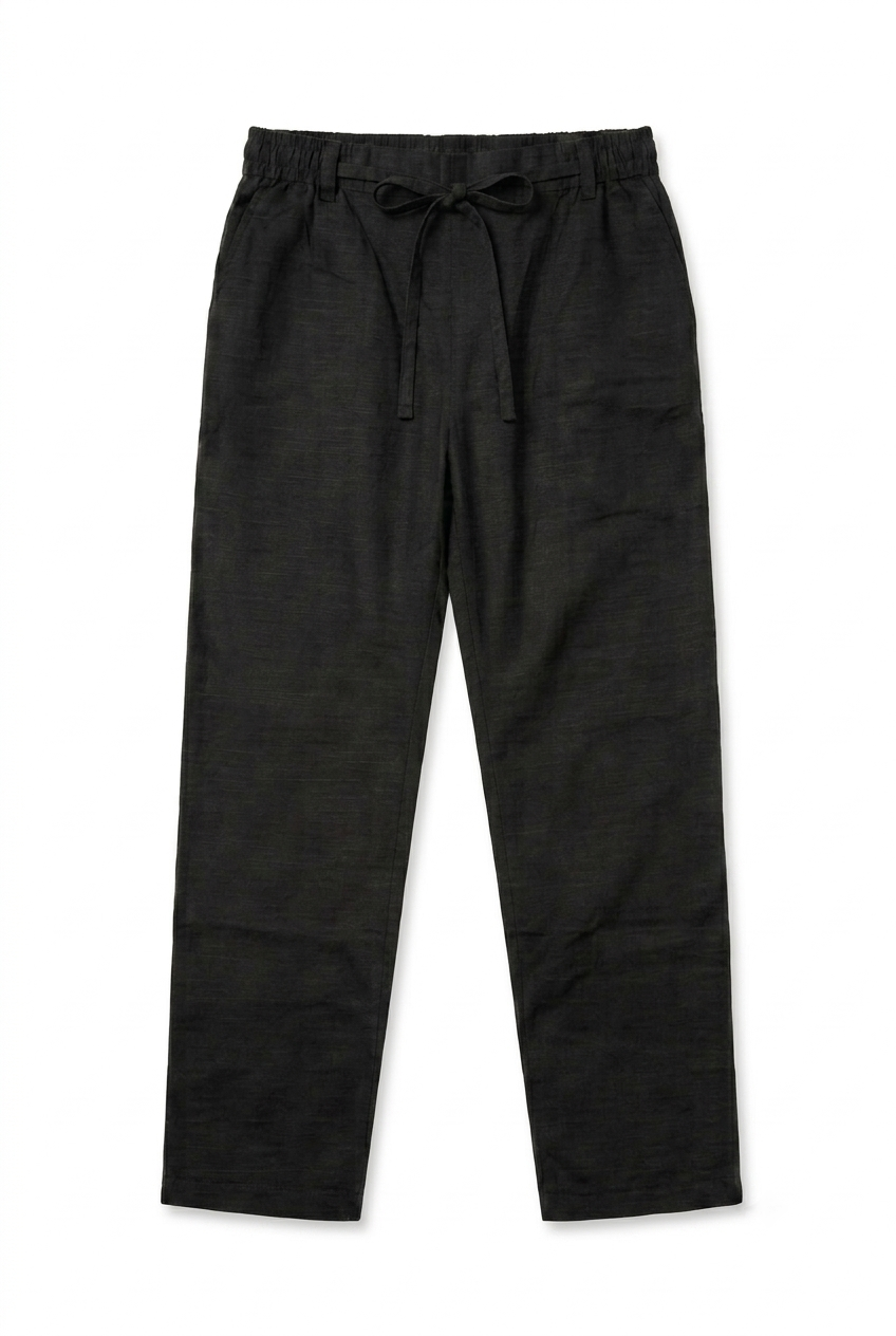 Black Linen Trouser – On Model Front