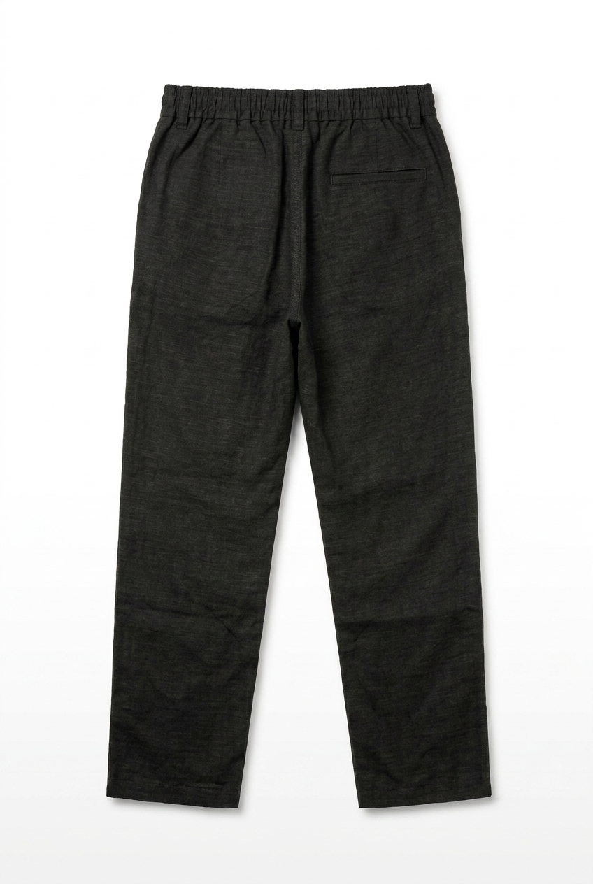 Black Linen Trouser – Flat Lay Front