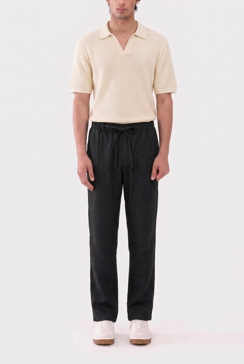 Black Linen Trouser – Flat Lay Back