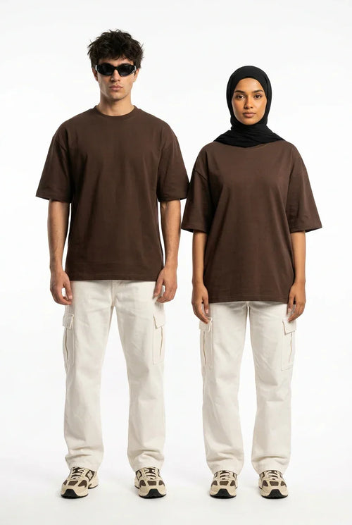 Dark Brown Drop Shoulder Tee mettwear