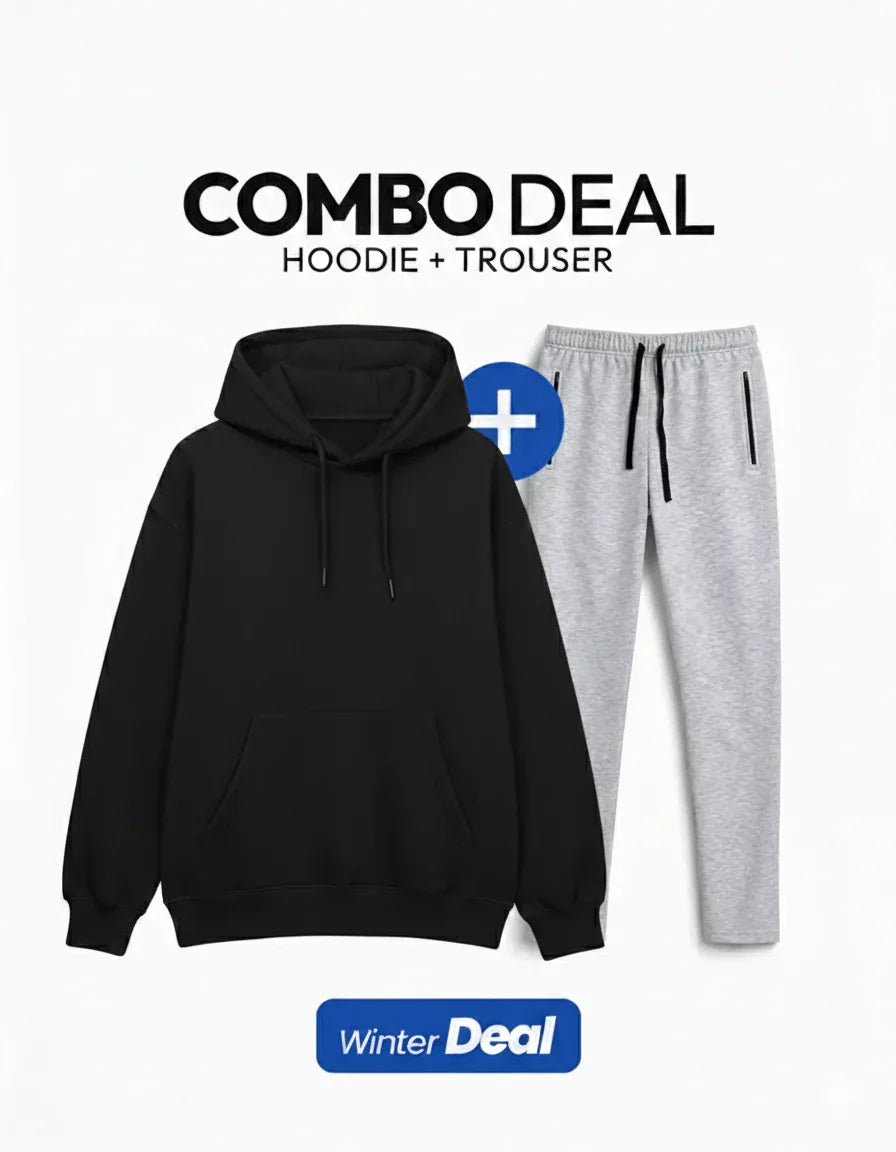 Premium Hoodie & Trouser Set - Black & Grey Combo Deal - mettwear 
