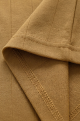 Dark Beige Drop Shoulder Contrast Collar Polo - Fabric Detail
