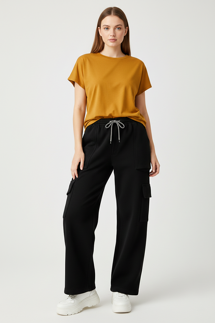 Cargo Baggy Trouser-Black