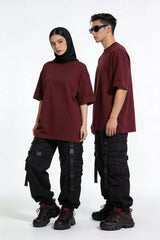 Maroon Drop Shoulder Tee mettwear