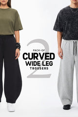 Pack Of 2 Curved Wide Leg Trousers