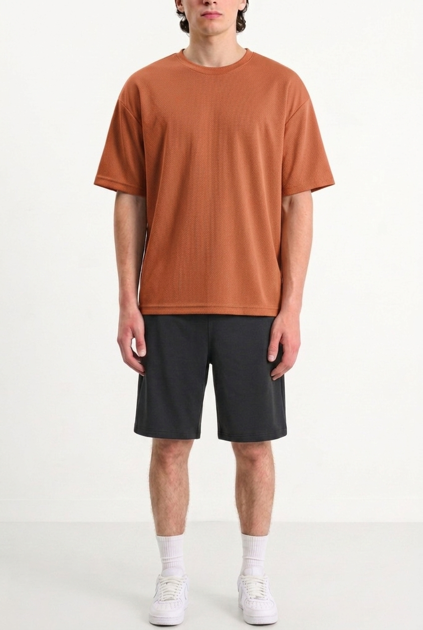Oversized Mesh T-shirt Burnt Orange