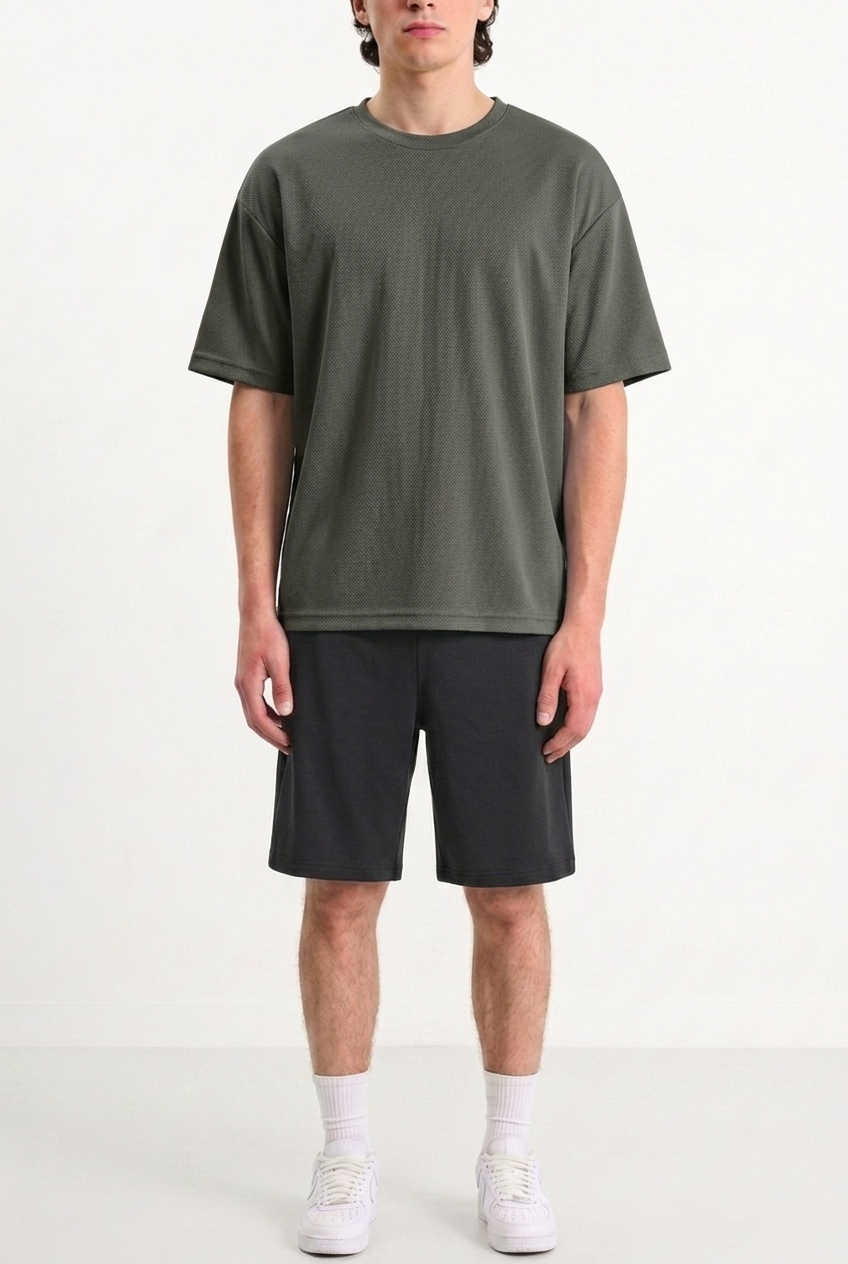 Oversized Mesh T-shirt Charcoal Grey