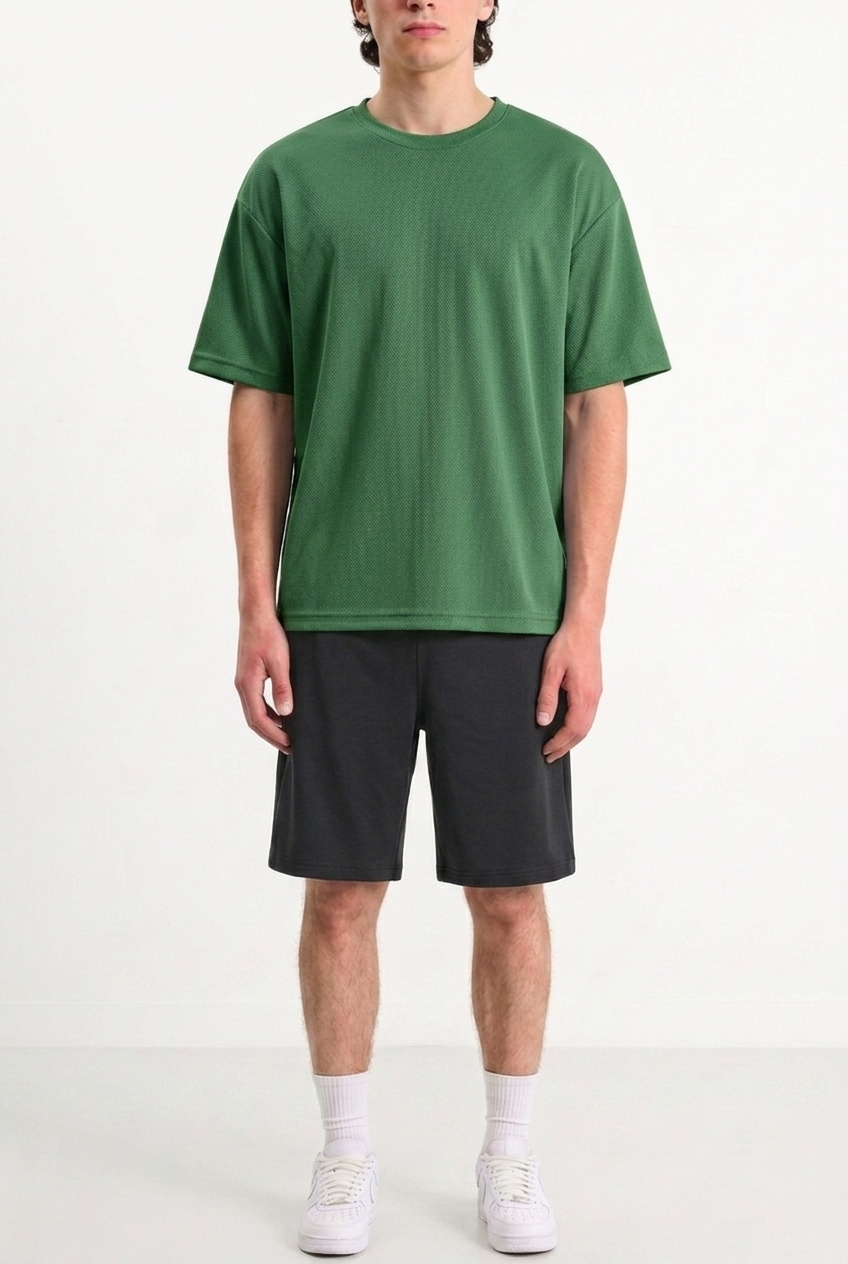 Oversized Mesh T-shirt Forest Green
