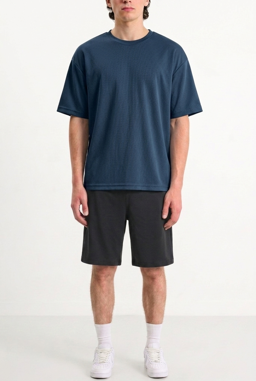 Oversized Mesh T-shirt Navy Blue