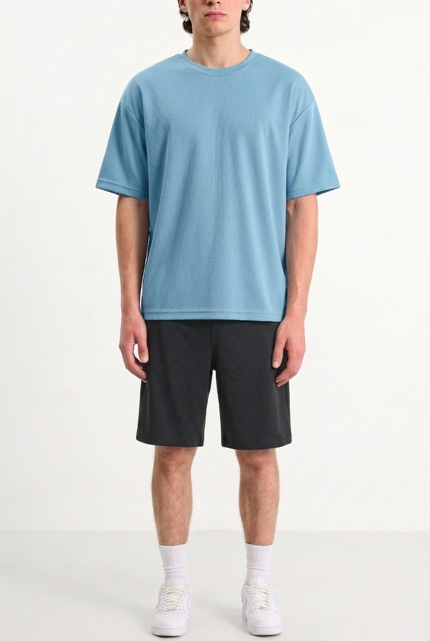 Oversized Mesh T shirt Slate Blue