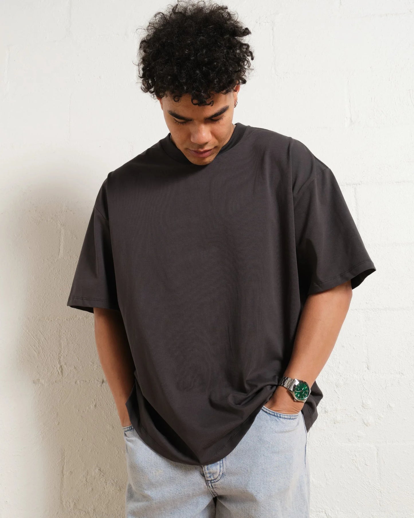 Steel Gray Drop Shoulder Tee - mettwear 