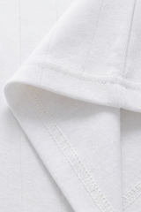 White Drop Shoulder Contrast Collar Polo - Fabric Detail