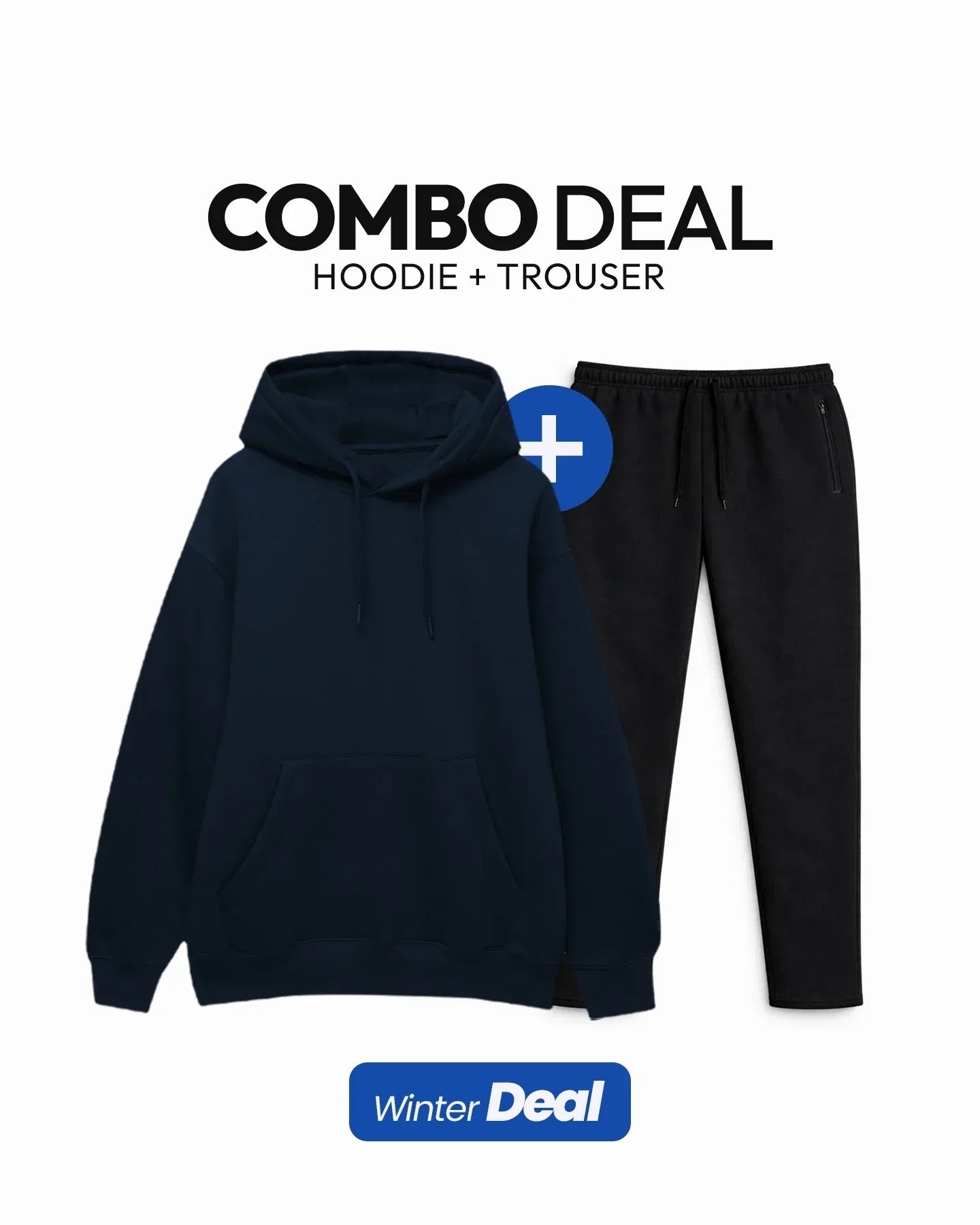 Premium Hoodie & Trouser Set - Navy Blue & Black - mettwear 