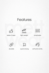 List of product features with icons and text on a white background