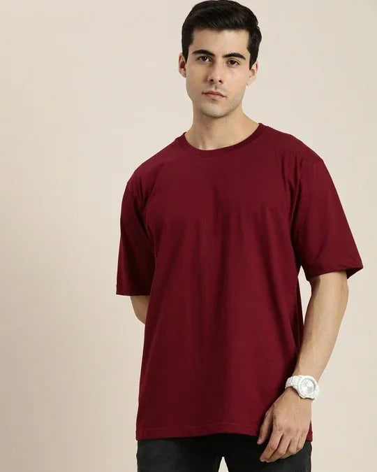 Maroon Drop Shoulder Tee - mettwear 