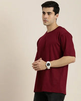 Maroon Drop Shoulder Tee - mettwear 