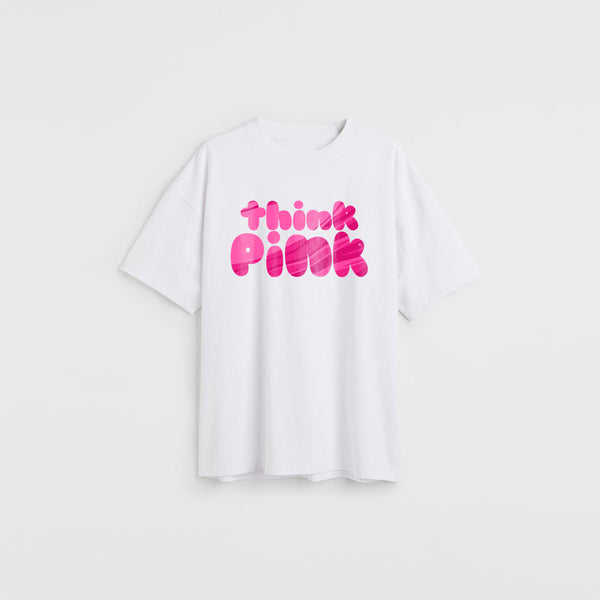 "Think Pink" Oversized Tee-White