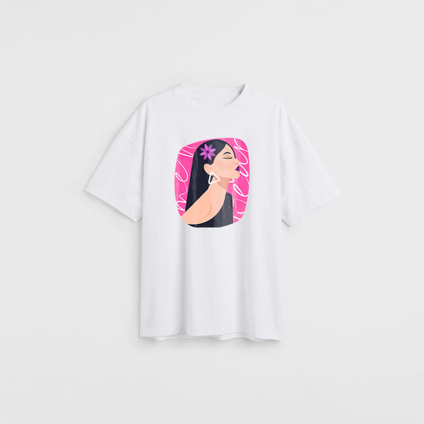 "portrait" Oversized Tee-White