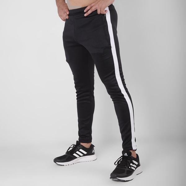 Dry Fit Wide Striped Trouser-Black