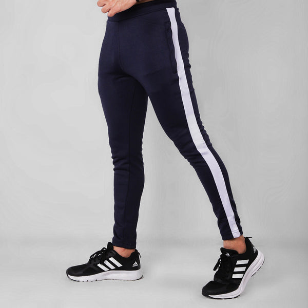 Dry Fit Wide Striped Trouser-Navy Blue