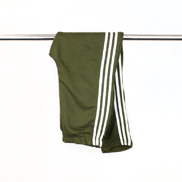 Olive Green Striped Trouser